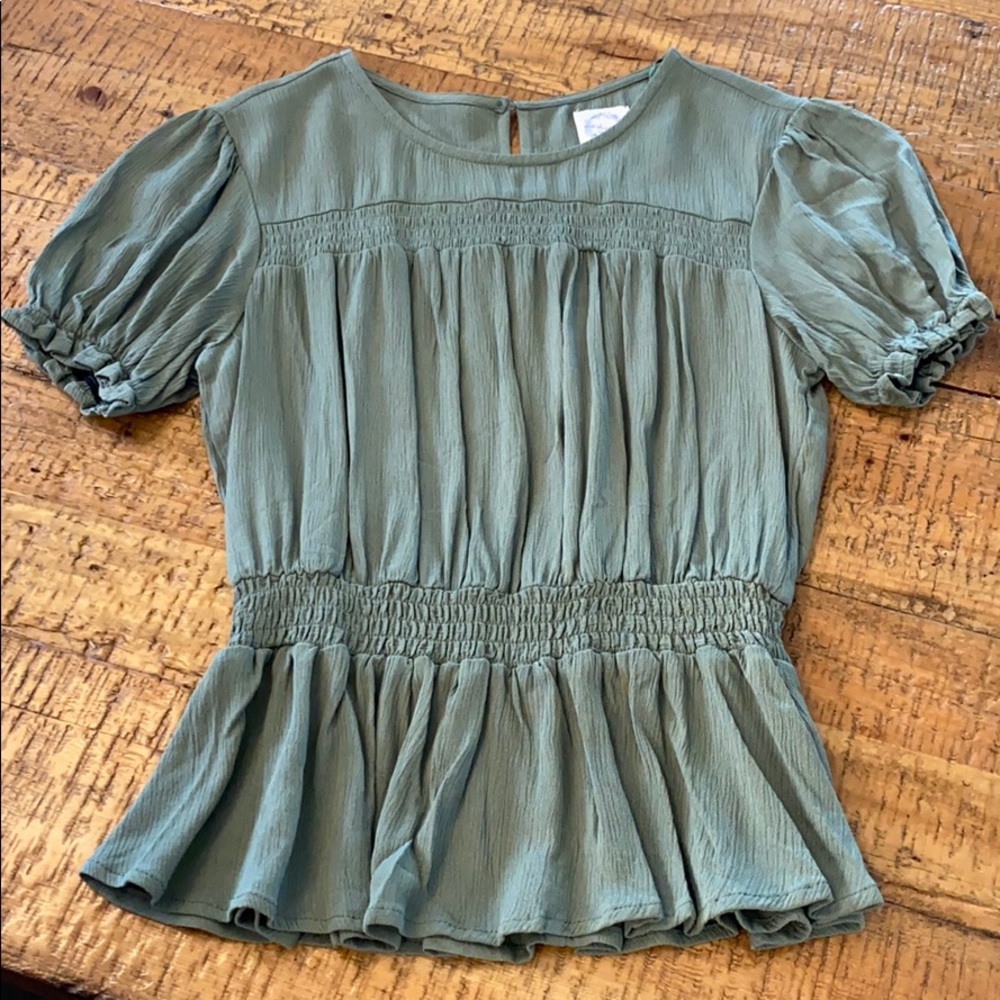 Army green boutique blouse